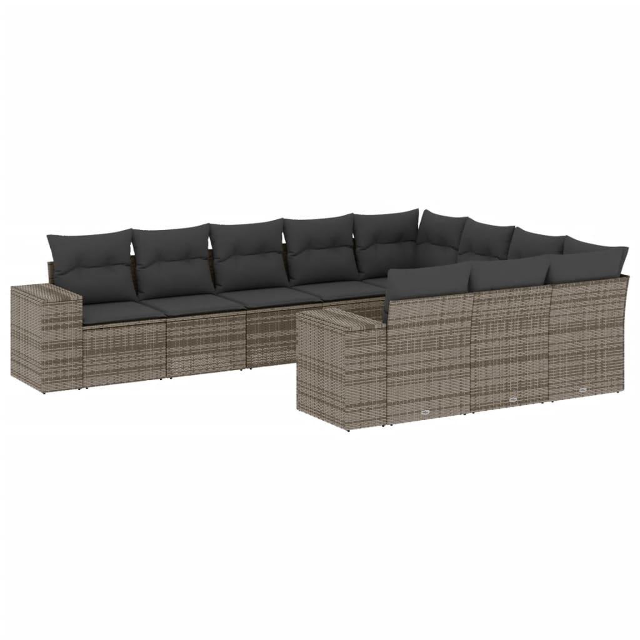 Voir la diapositive 2 : VIDAXL Salon de jardin avec coussins 10 pcs gris resine tressee