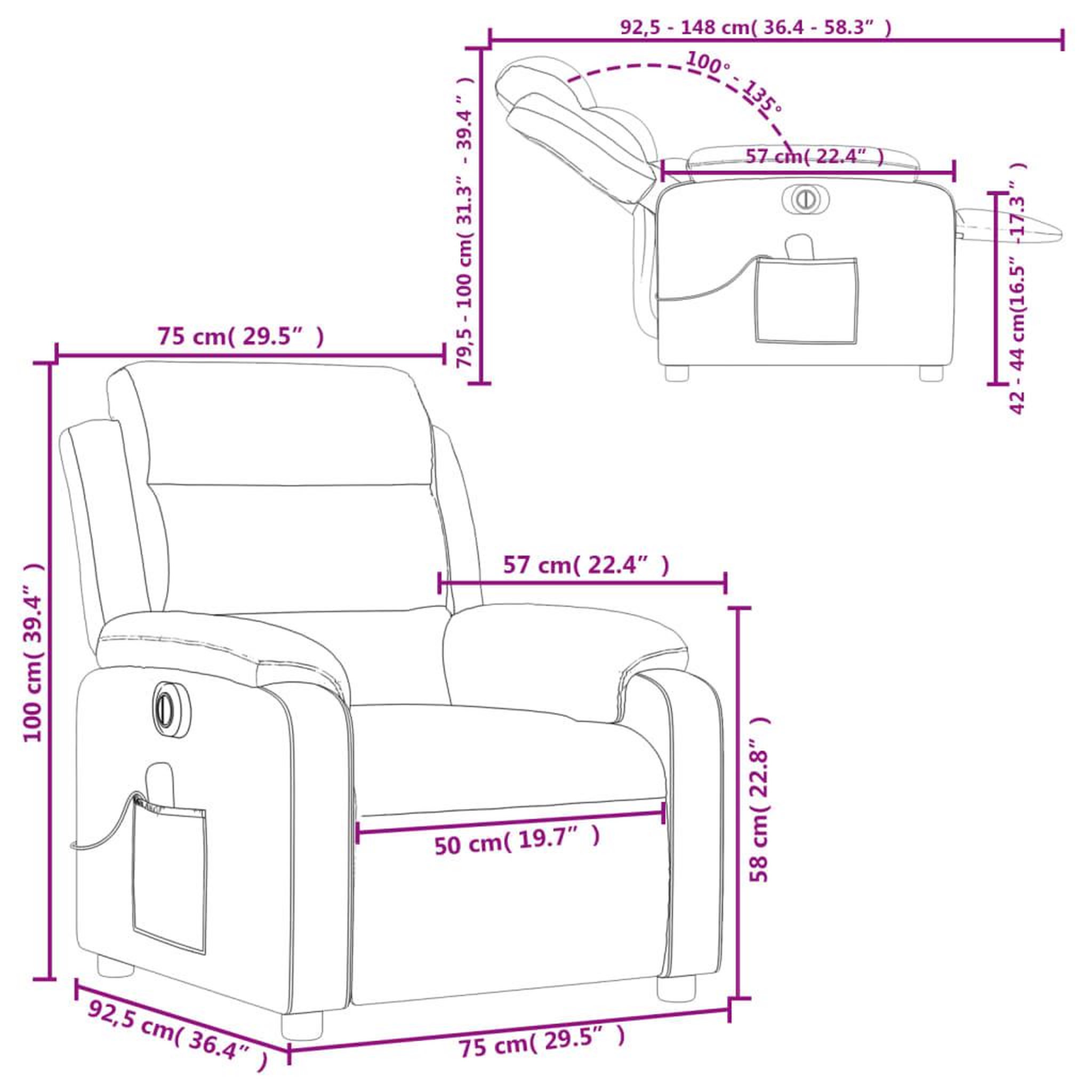 Voir la diapositive 6 : VIDAXL Fauteuil inclinable de massage electrique gris fonce tissu