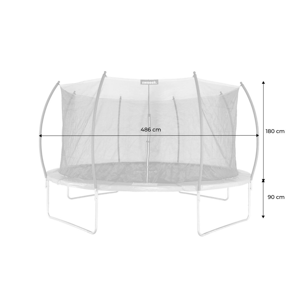 SWEEEK Trampoline rond Ø 490cm gris avec filet de protection intérieur - Jupiter Inner – Nouveau modèle - trampoline de jardin 4.90m 490 cm |Design | Qualité PRO | Normes EU