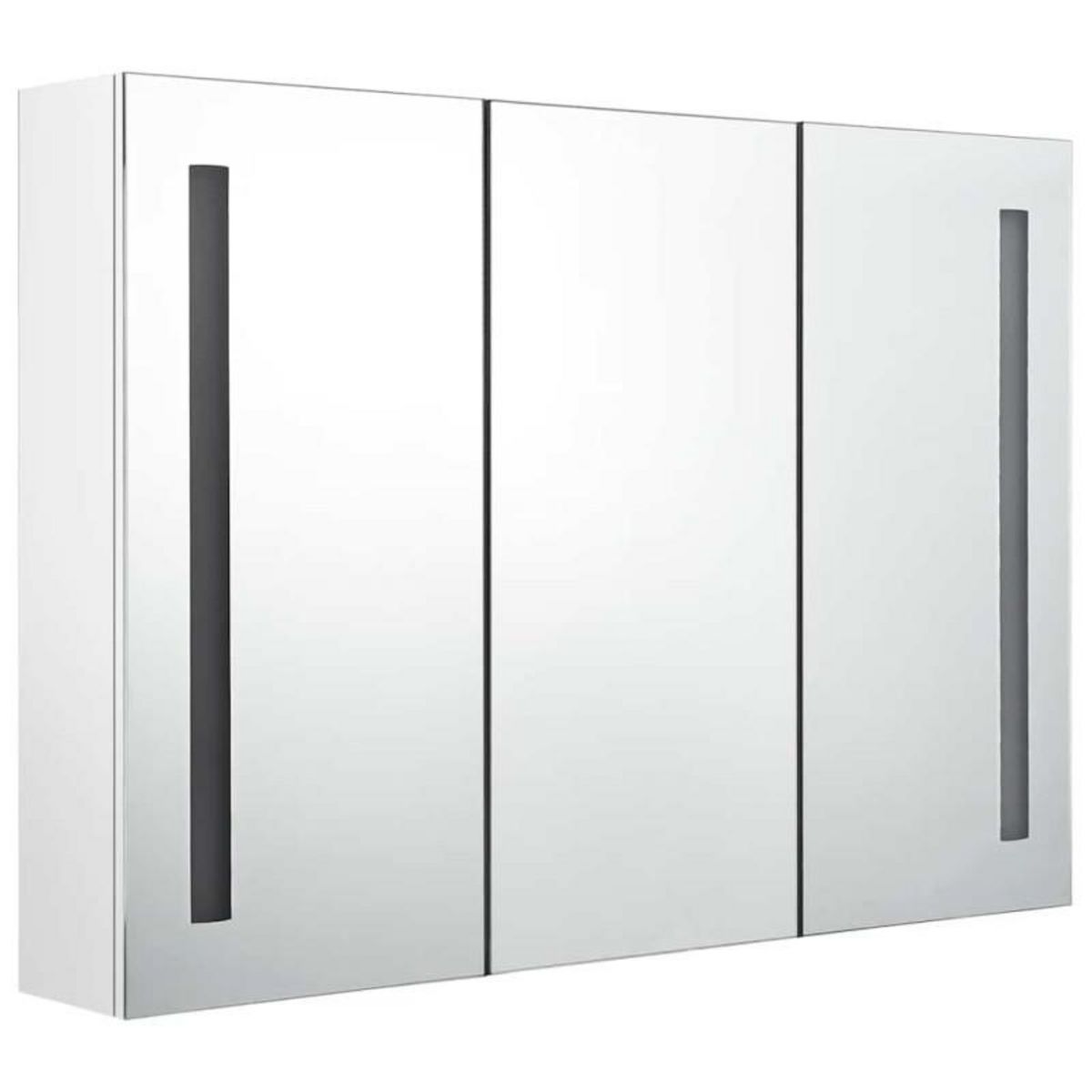 VIDAXL Armoire de salle de bain à miroir LED 89x14x62cm Blanc brillant