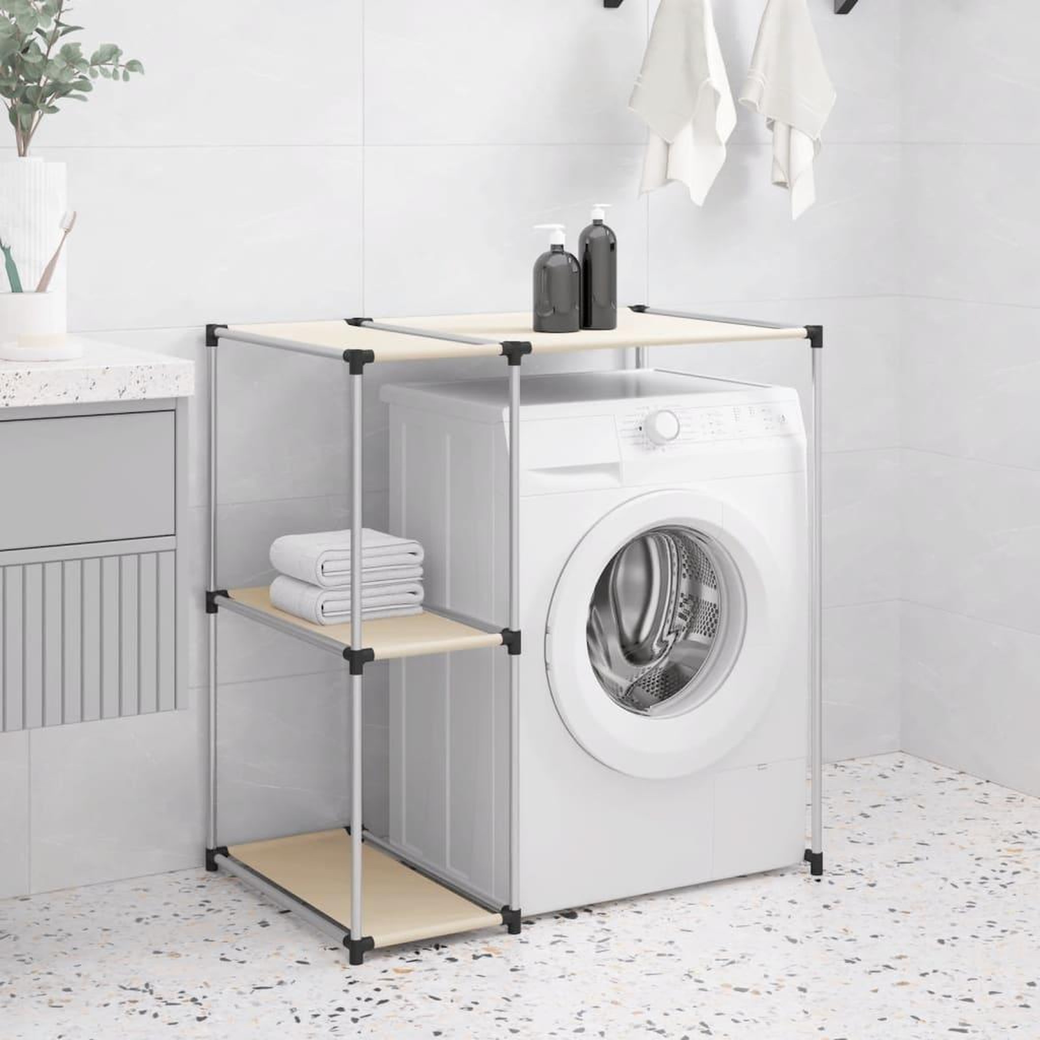 Voir la diapositive 1 : VIDAXL Support de rangement sur la machine a laver Creme 87x55x90,5 cm
