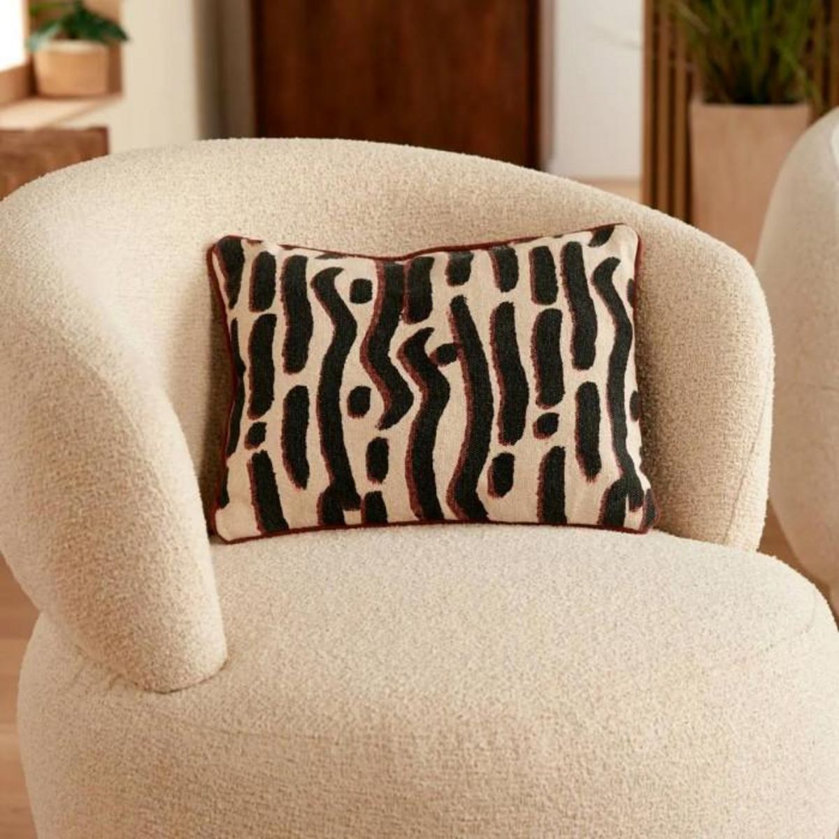ATMOSPHERA Coussin Déco à Motifs  Wonja  30x40cm Noir