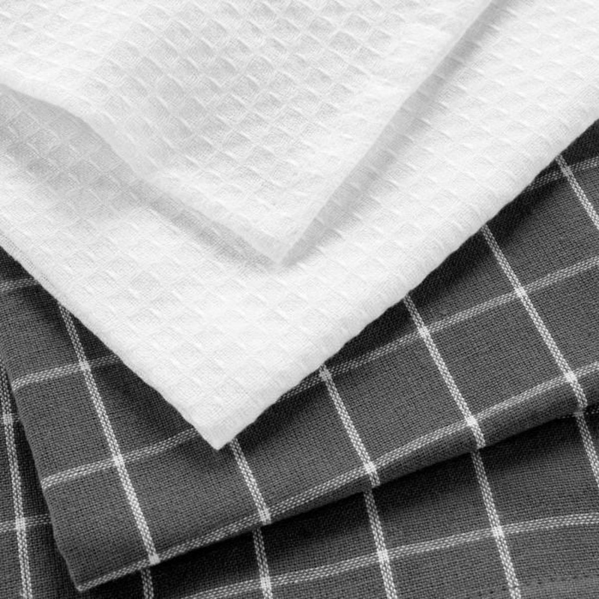 Paris Prix Lot de 2 Torchons de Cuisine  Grand Chef  50x70cm Blanc & Gris