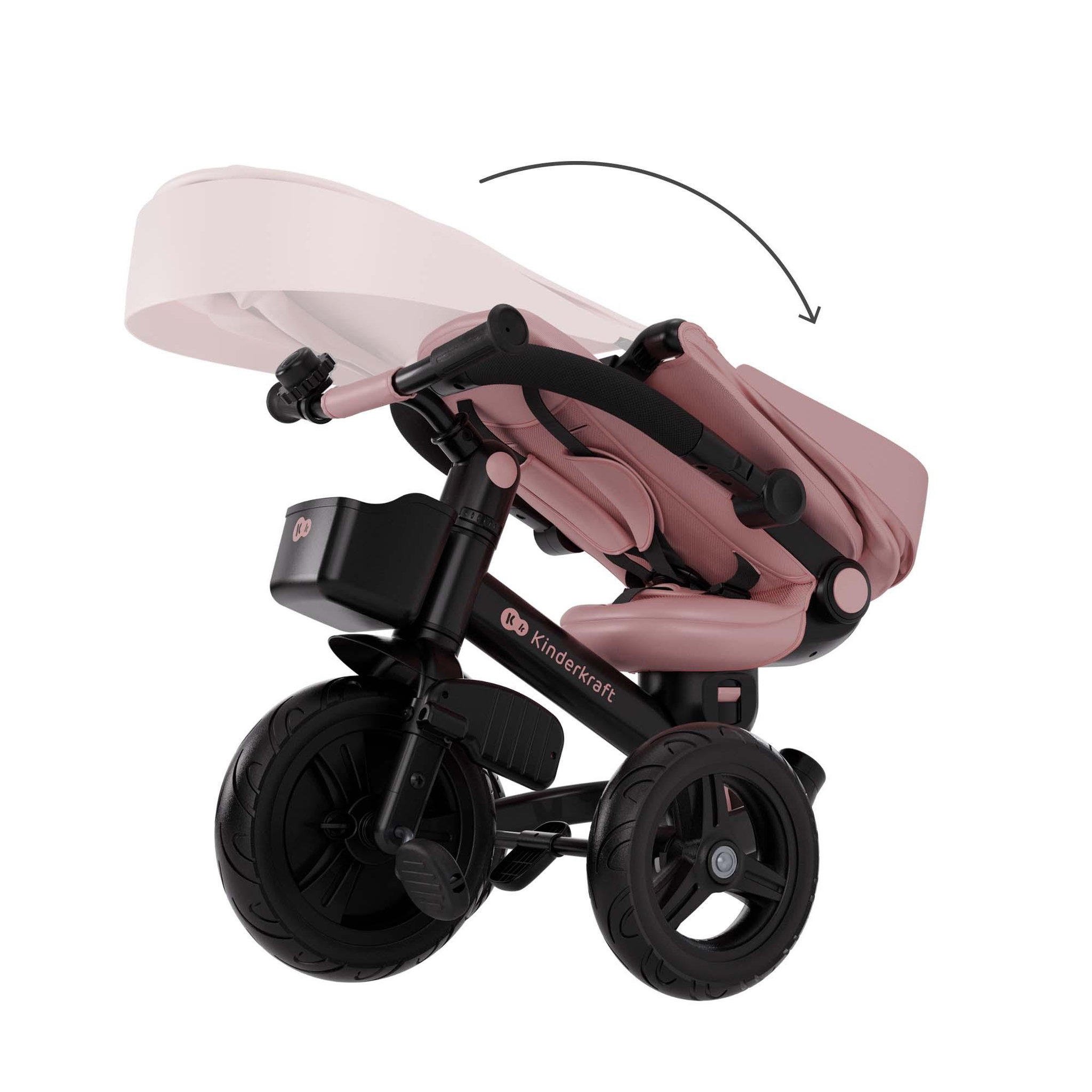 Voir la diapositive 5 : KINDERKRAFT Tricycle Kinderkraft AVEO 2 PLUS 6-en-1 évolutif, siège 360°, position allongée, canopy UPF50+, pliage rapide, Rose