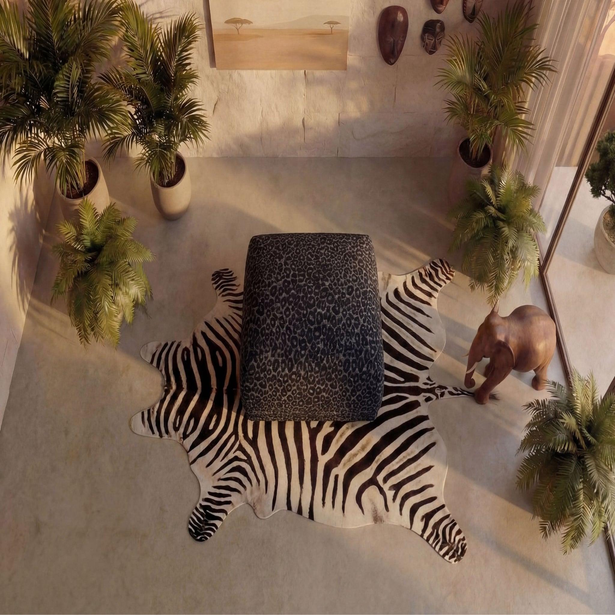 Voir la diapositive 5 : CASANOVA PARIS Rosalie - pouf en tissu imprimé animalier 102x83x46