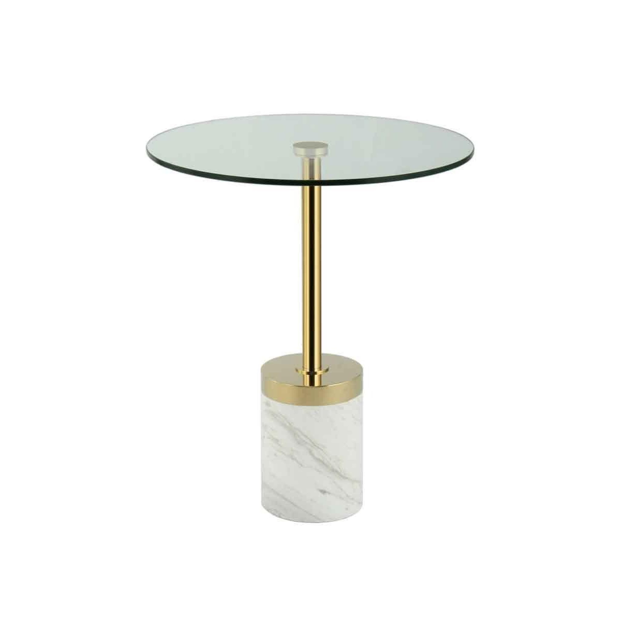Voir la diapositive 2 : Paris Prix Table d'appoint en marbre  lana  53cm or & blanc