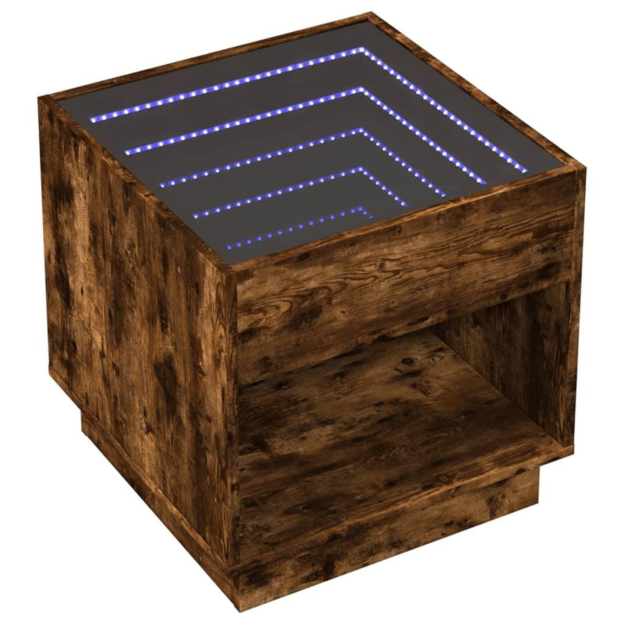 Voir la diapositive 3 : VIDAXL Table basse avec LED Infinity chene fume 50x50x50 cm