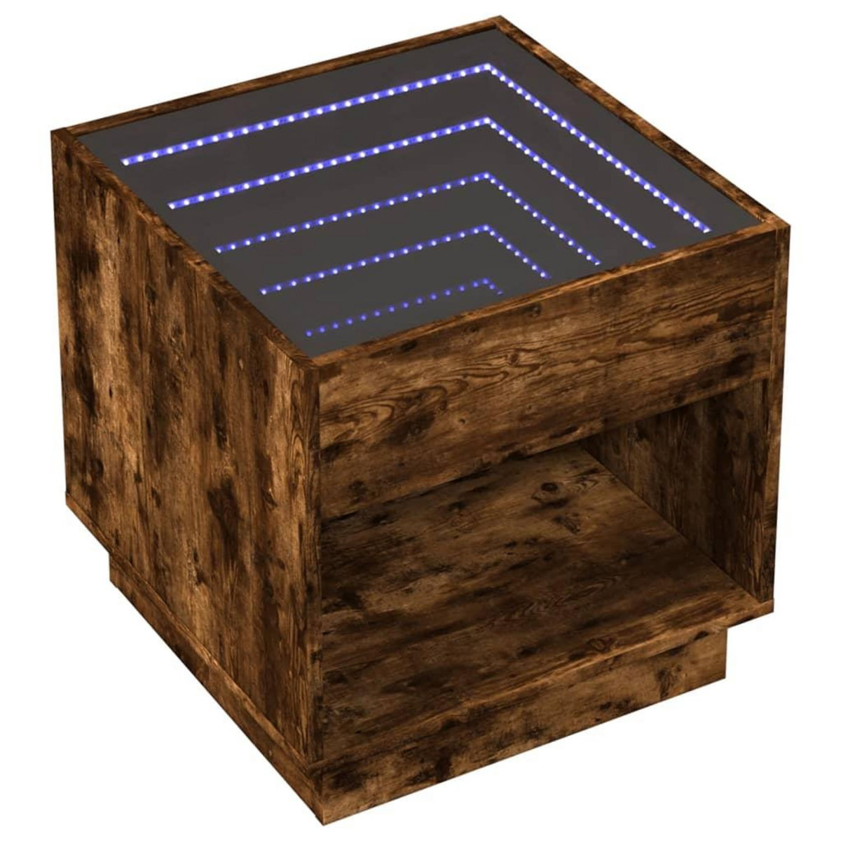 VIDAXL Table basse avec LED Infinity chene fume 50x50x50 cm