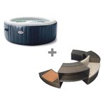 INTEX Pack spa gonflable Intex PureSpa Blue Navy rond Bulles 4 places + Ensemble mobilier