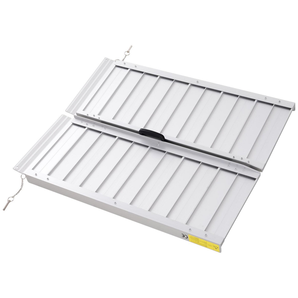 HOMCOM Rampe de fauteuil roulant rampe de chargement rampe d'accès antidérapante pliable avec bordures de sécurité max. 270 Kg dim. 93L x 76l x 5H cm alu. noir