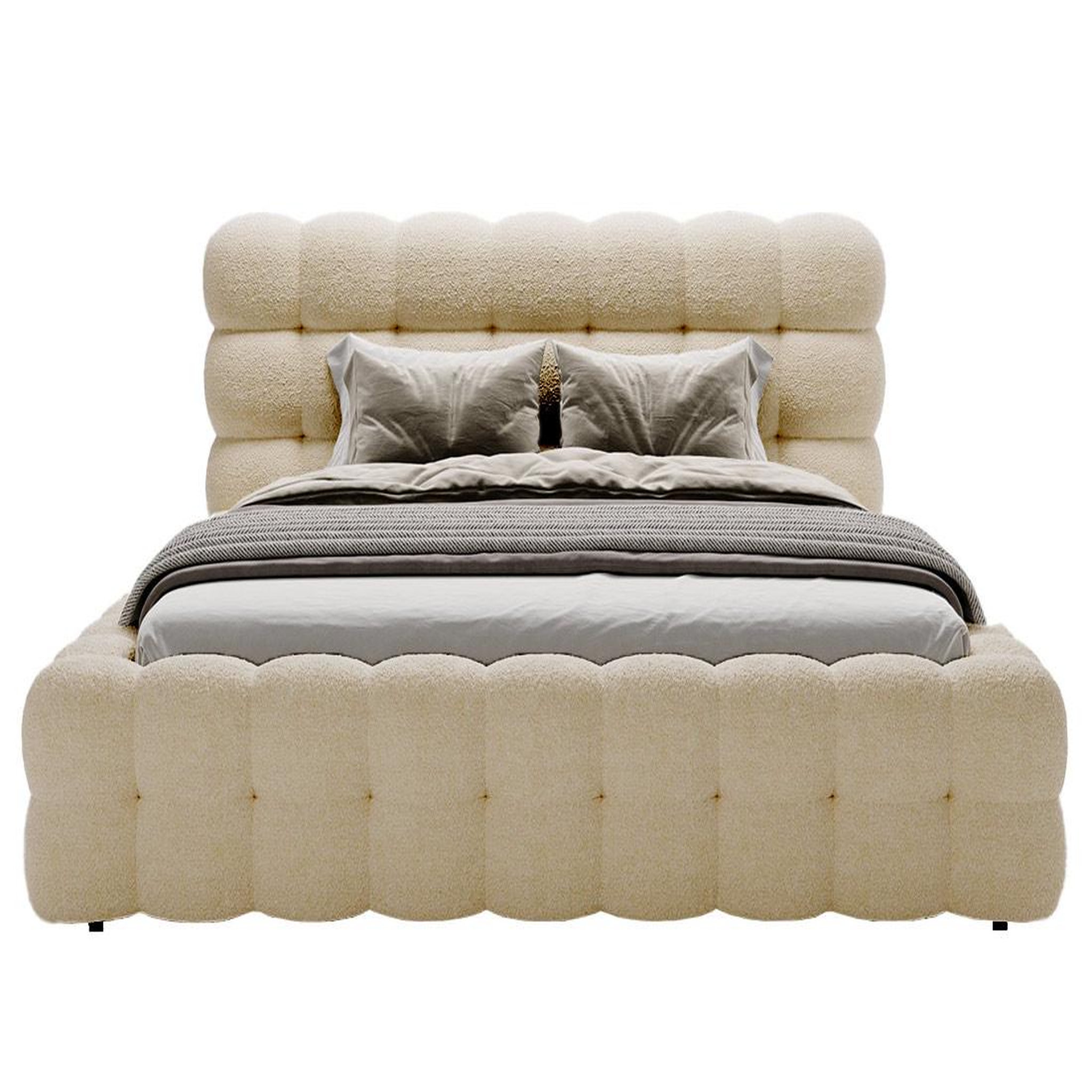 Voir la diapositive 1 : BEST MOBILIER Darling - lit coffre queen size - 160x200 cm - sommier inclus - en tissu bouclette