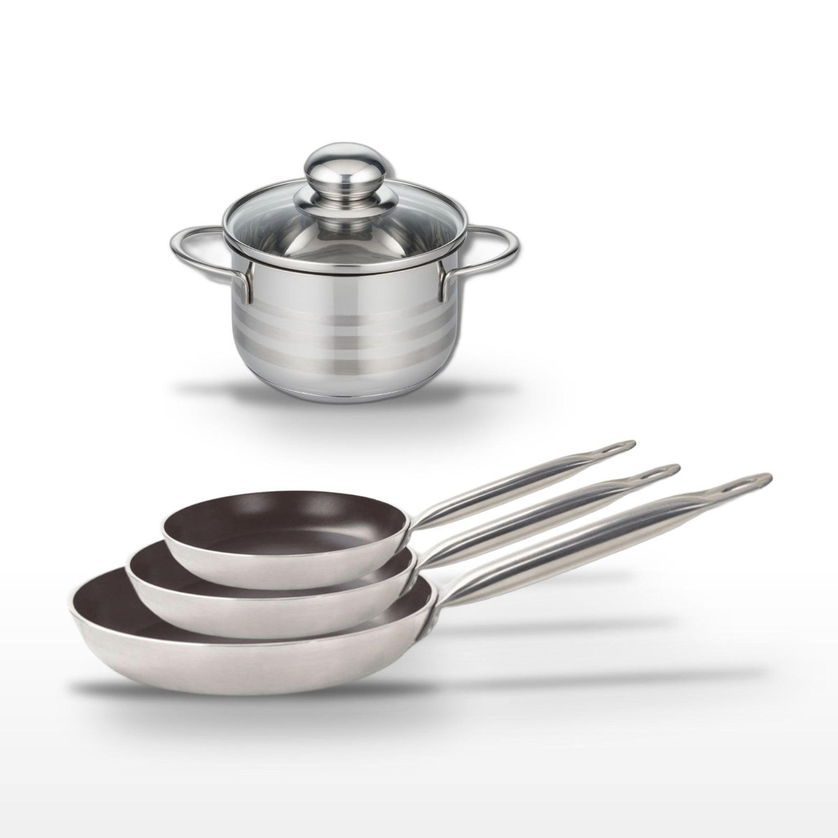 ELO Lot de 3 Poêles 24/28/32 cm Elo Bistro Line et Faitout 16 cm