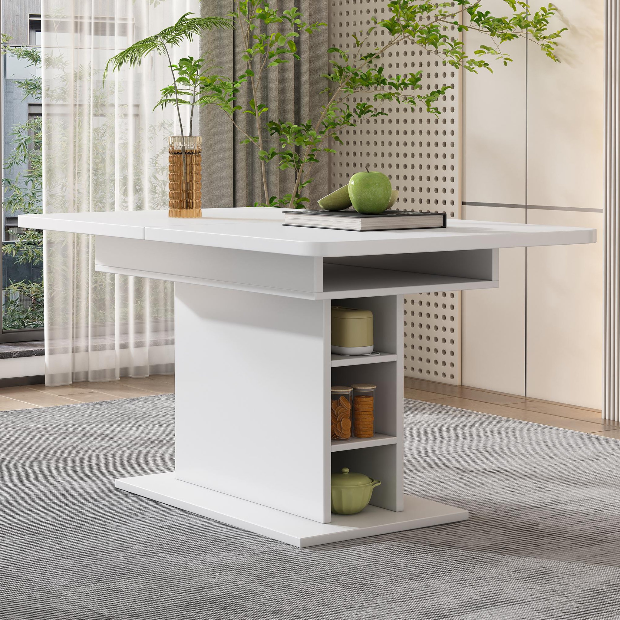 Voir la diapositive 4 : MERAX Table à Manger 110(130) X 70 X 75cm Extensible Avec Rangement
