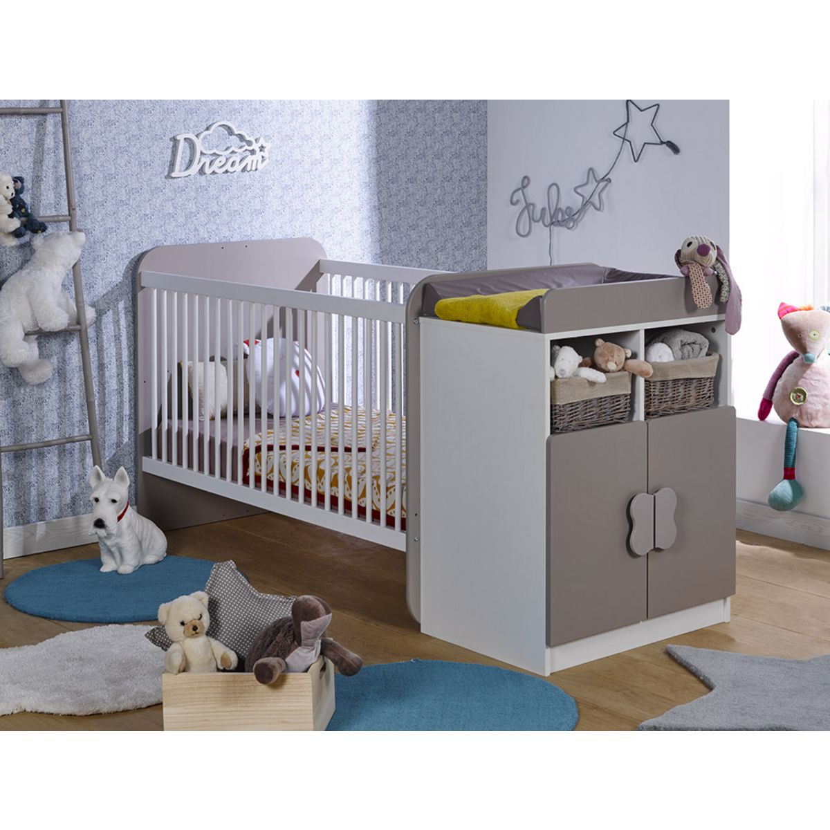 Lit bébé combiné 70 x140 cm évolutif 90 x190 cm avec tiroir DREAM