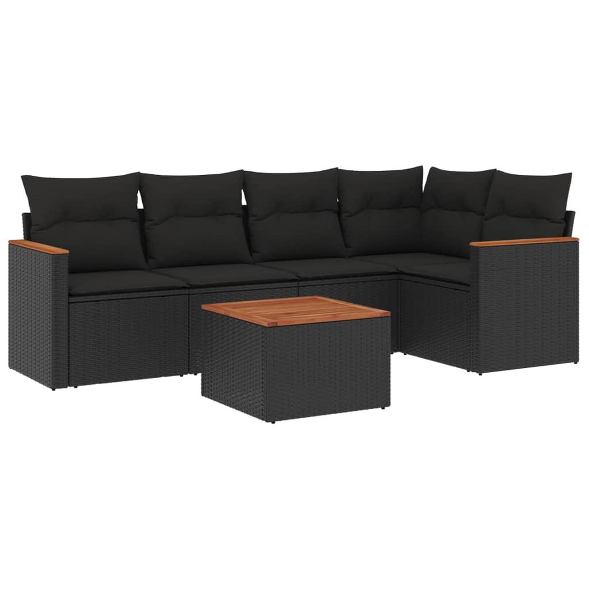 Voir la diapositive 2 : VIDAXL Salon de jardin 6 pcs avec coussins noir resine tressee