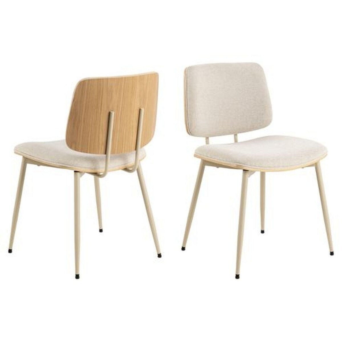 TOILINUX Lot de 2 chaises de salle à manger AULNE - Beige