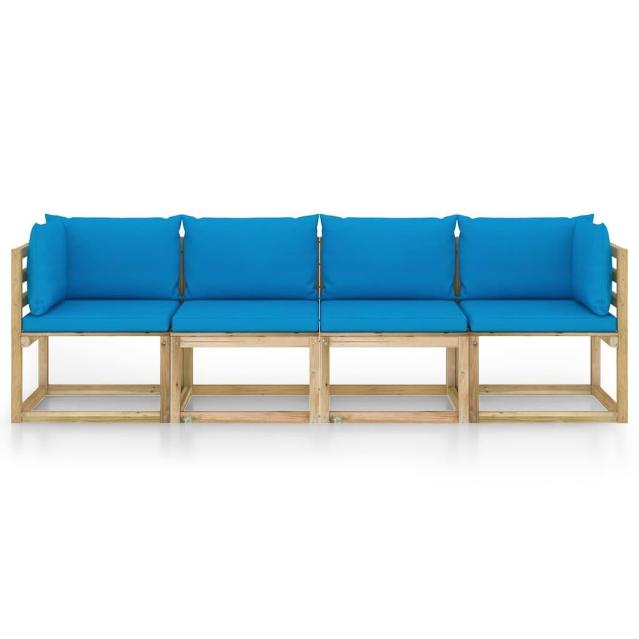 Voir la diapositive 3 : VIDAXL Canape de jardin 4 places avec coussins bleu clair