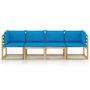 Voir la diapositive 3 : VIDAXL Canape de jardin 4 places avec coussins bleu clair