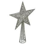 FEERIC LIGHT & CHRISTMAS Cimier Déco avec Paillettes  Étoile  38cm Argent