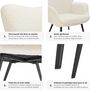 Voir la diapositive 5 : tectake Fauteuil rembourré Bouclé crème/noir