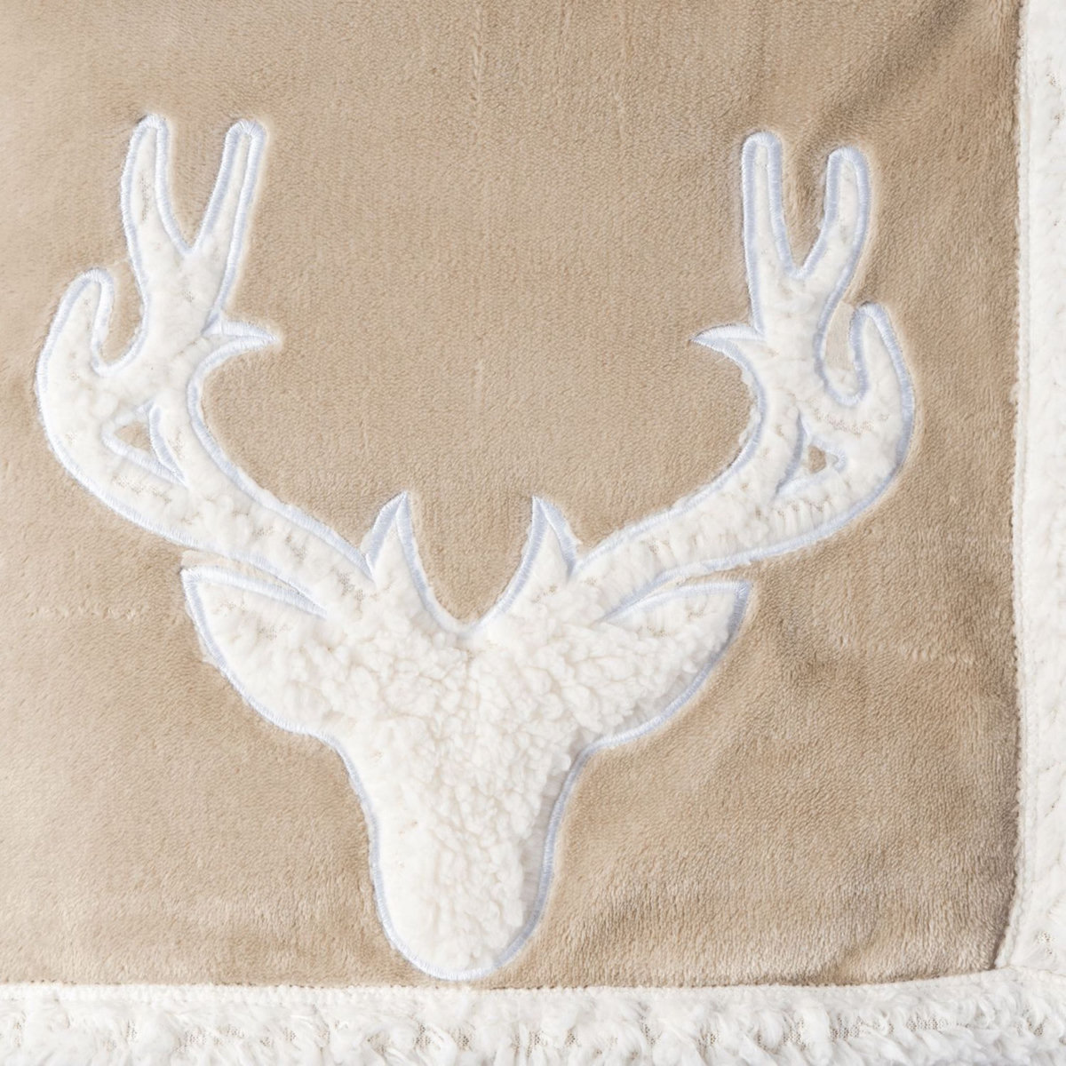 ACTUEL Plaid double face polaire/sherpa renne blanc 