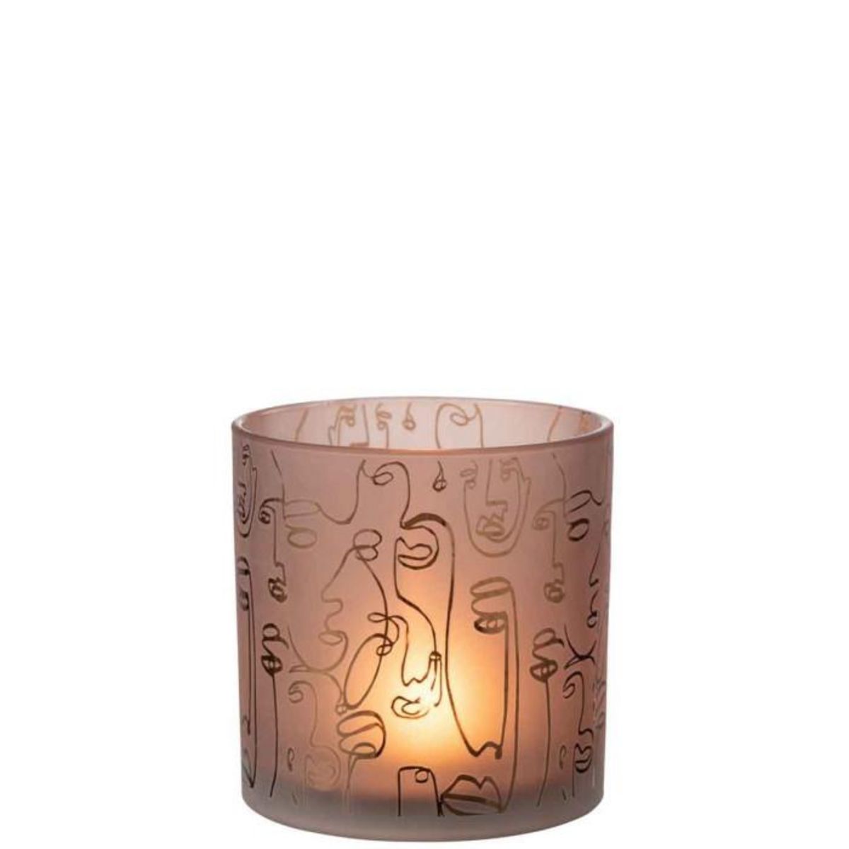 Paris Prix Photophore en Verre  Happy Faces  15cm Terracotta