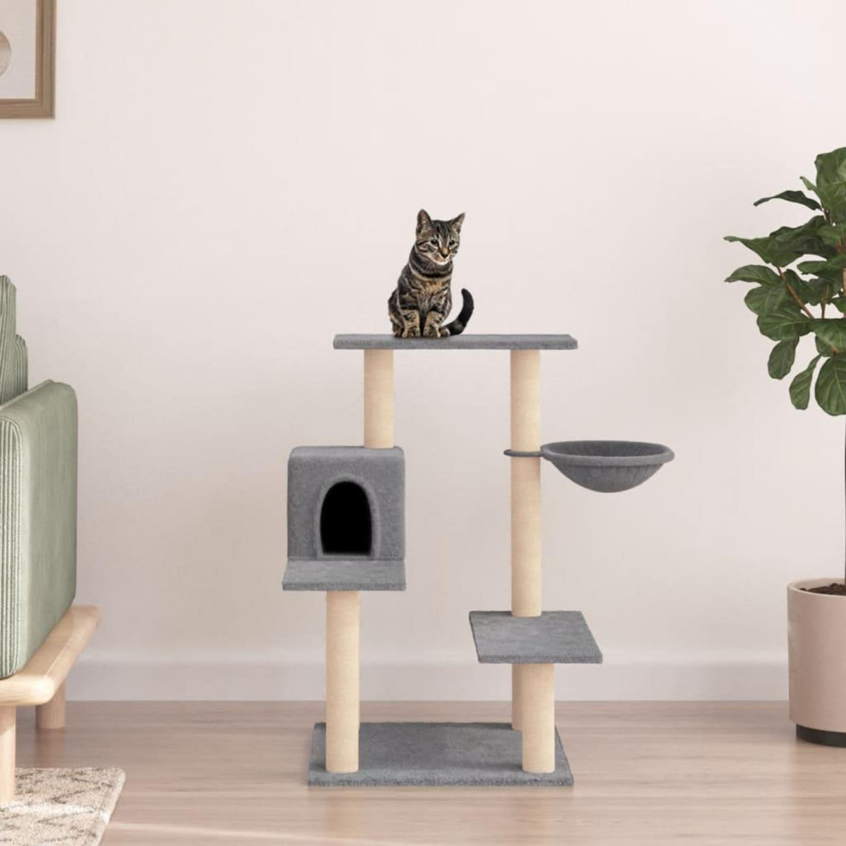 VIDAXL Arbre a chat avec griffoirs en sisal gris clair 82,5 cm