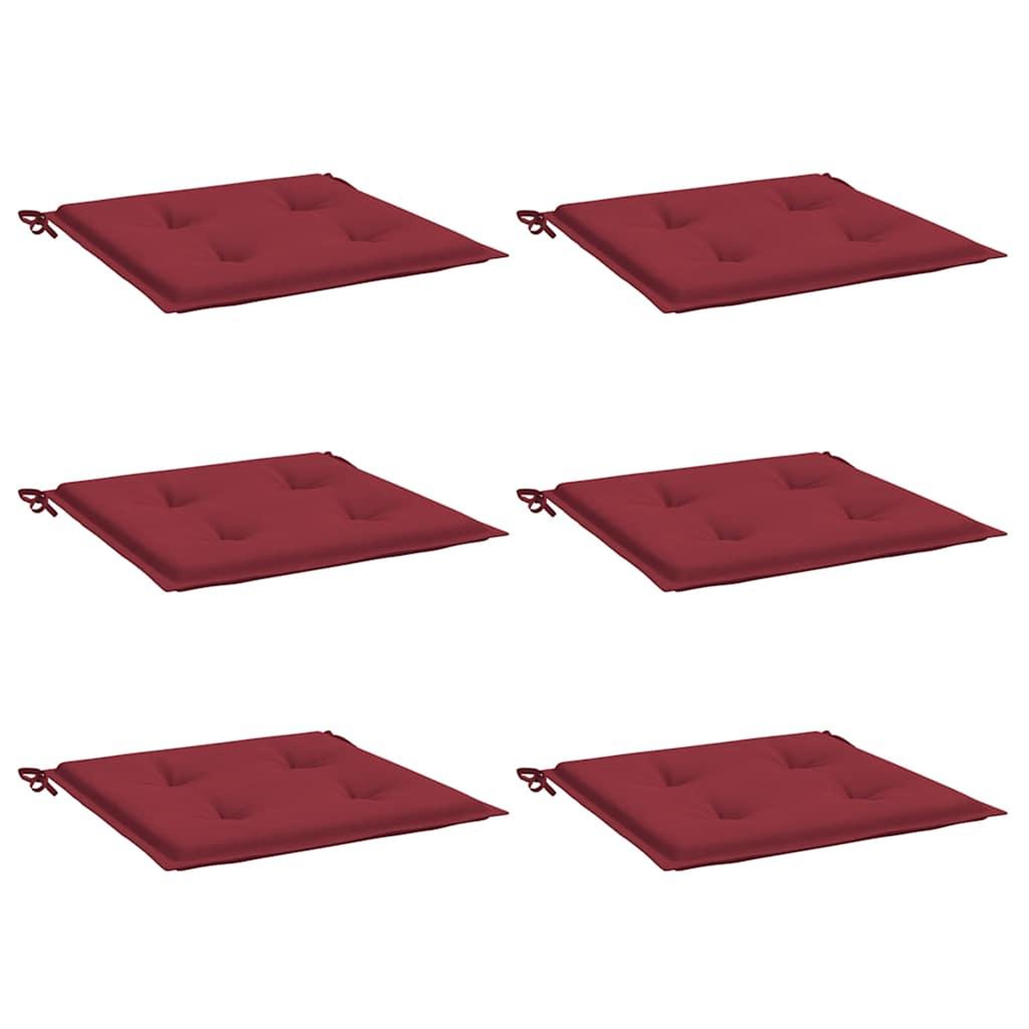 Voir la diapositive 3 : VIDAXL Coussins de chaise de jardin lot de 6 rouge bordeaux 40x40x4 cm