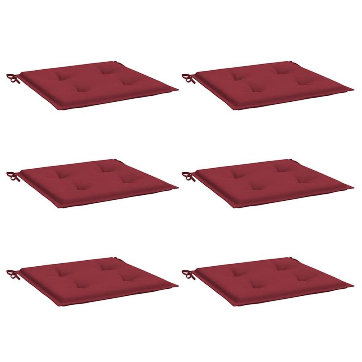 VIDAXL Coussins de chaise de jardin lot de 6 rouge bordeaux 40x40x4 cm