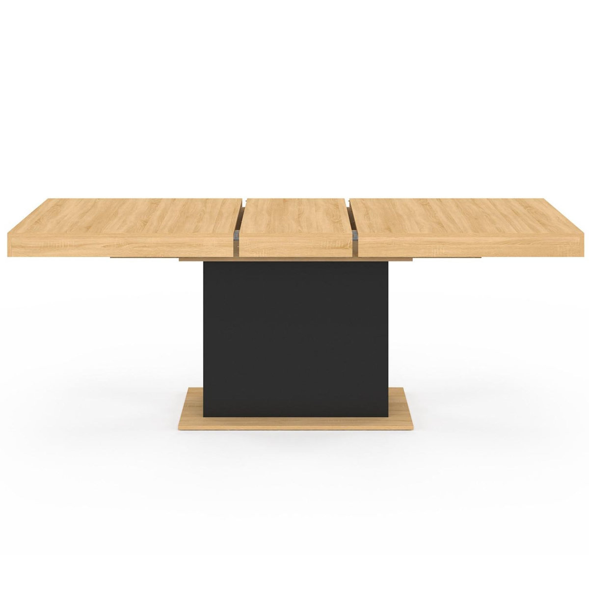 ID MARKET Table à manger extensible rectangle EDEN 6-10 personnes bois et noir 160-200 cm