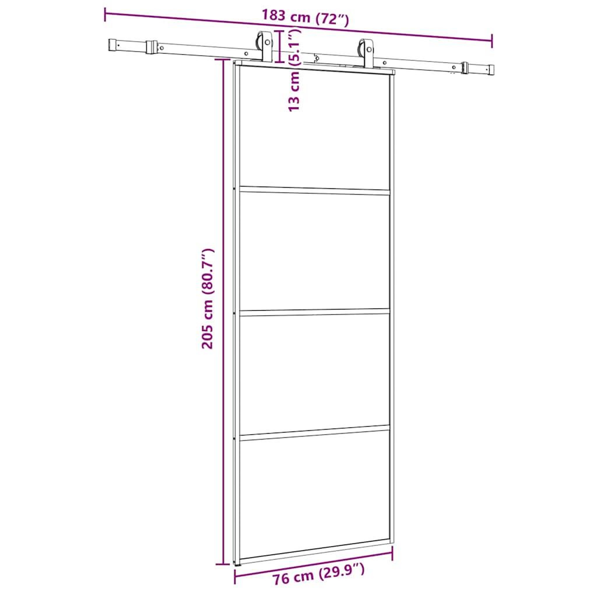 Voir la diapositive 6 : VIDAXL Porte coulissante kit de quincaillerie noir 76x205 cm verre ESG