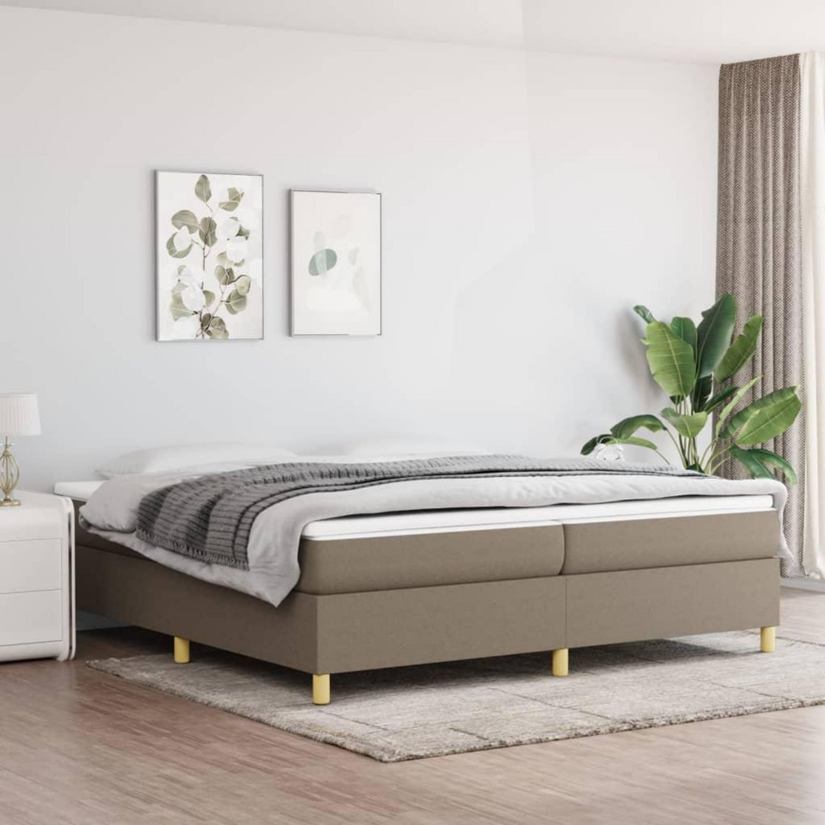 VIDAXL Sommier a lattes de lit avec matelas Taupe 200x200 cm Tissu