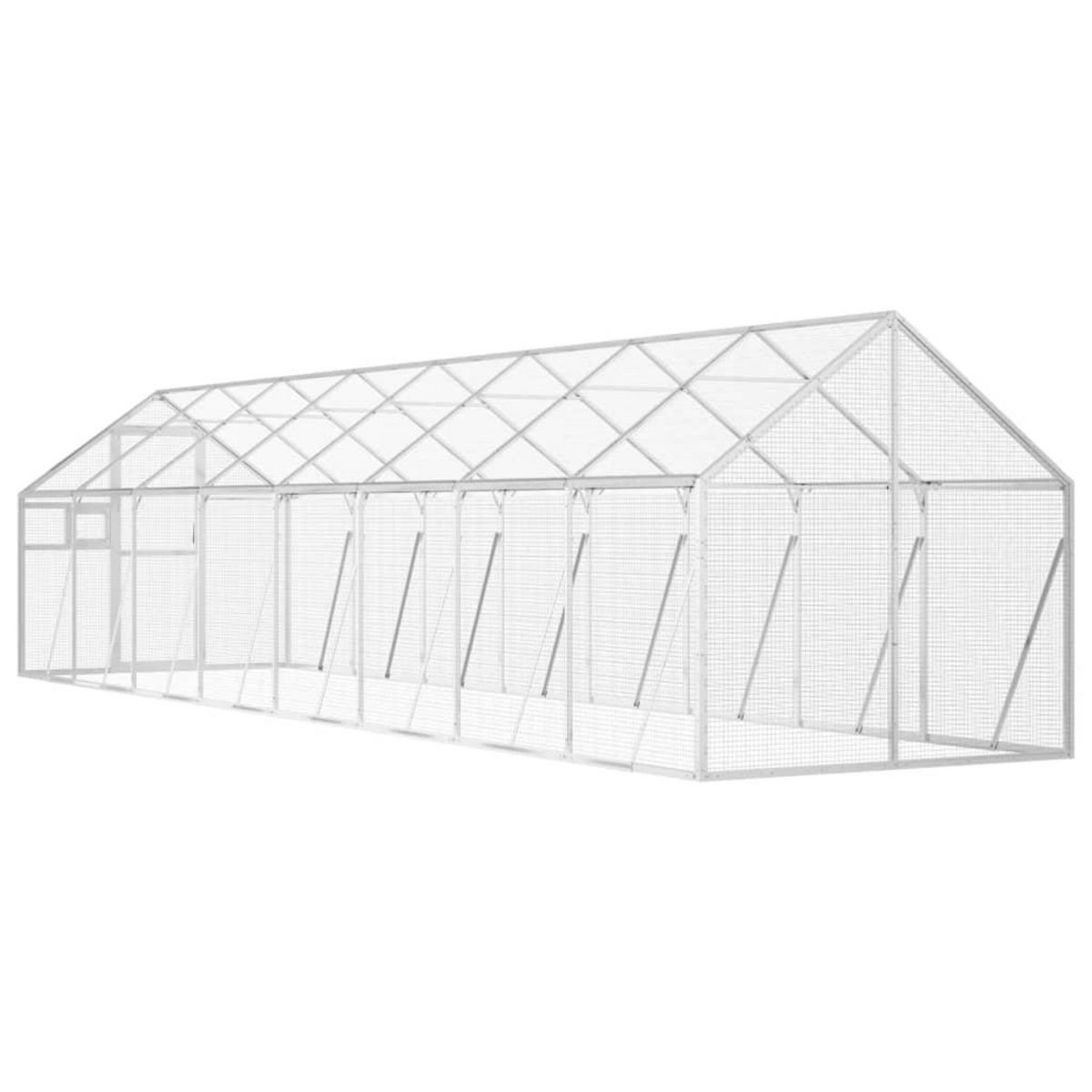 VIDAXL Voliere argente 1,79x8x1,85 m aluminium