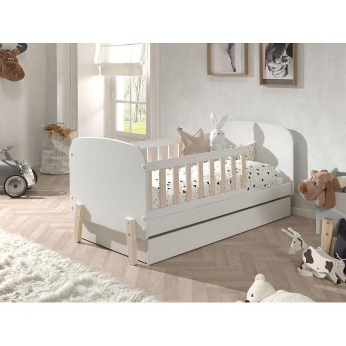 Paris Prix Pack - Lit Enfant & Tiroir de Lit  Kiddy  70x140cm Blanc