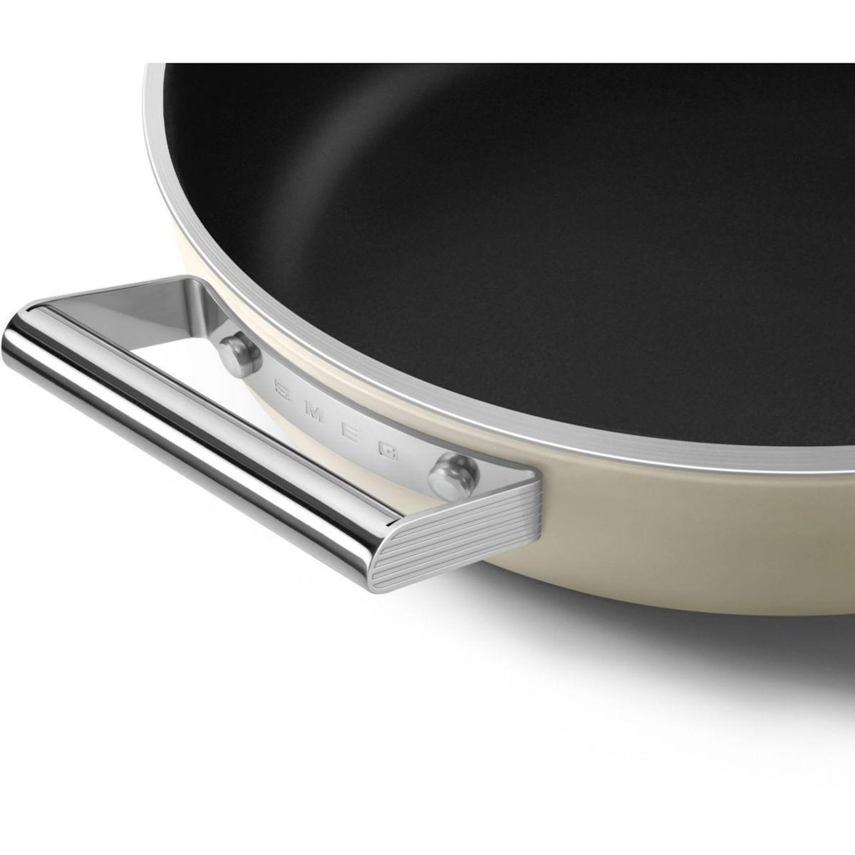 SMEG Sauteuse 28cm céramique crème avec couvercle