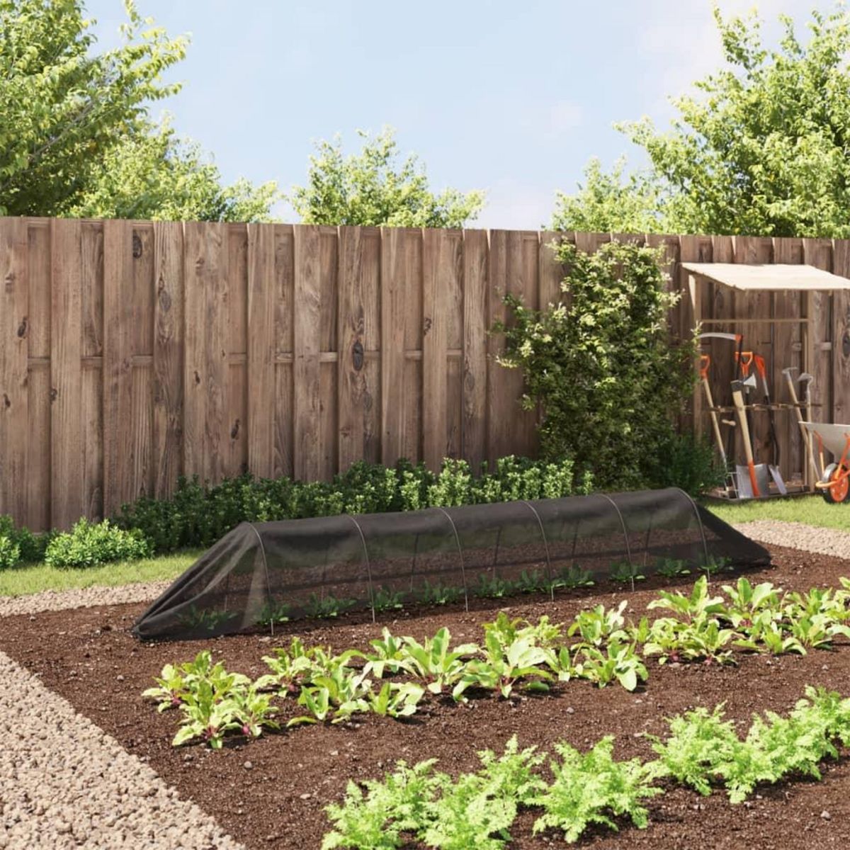 VIDAXL Tunnel en filet noir 300x50x48,5 cm acier et polyethylene