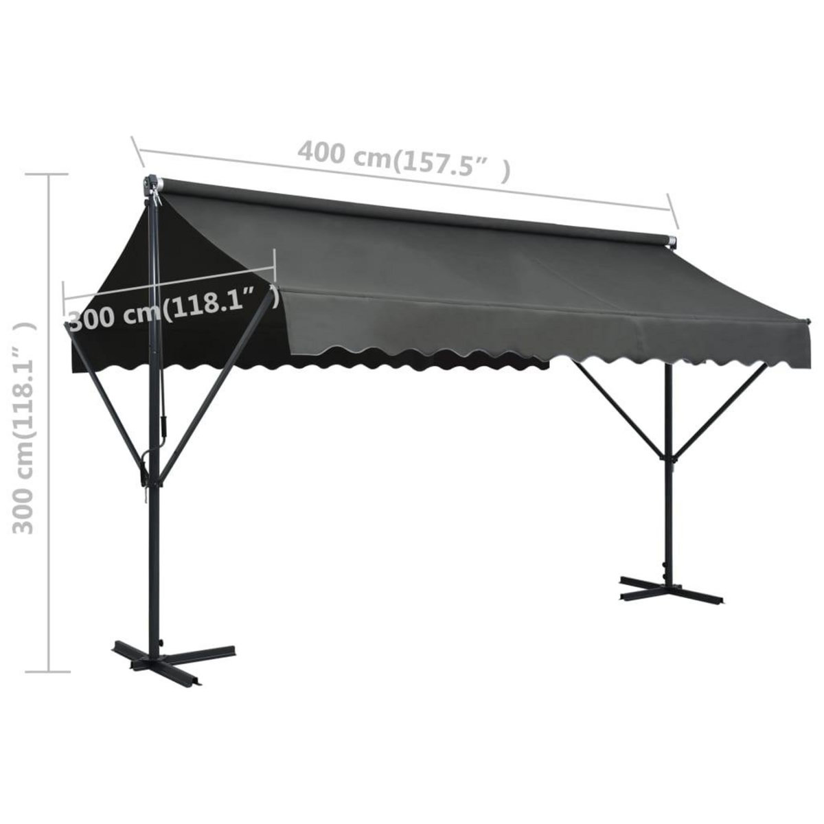 VIDAXL Auvent sur pied 400 x 300 cm Anthracite