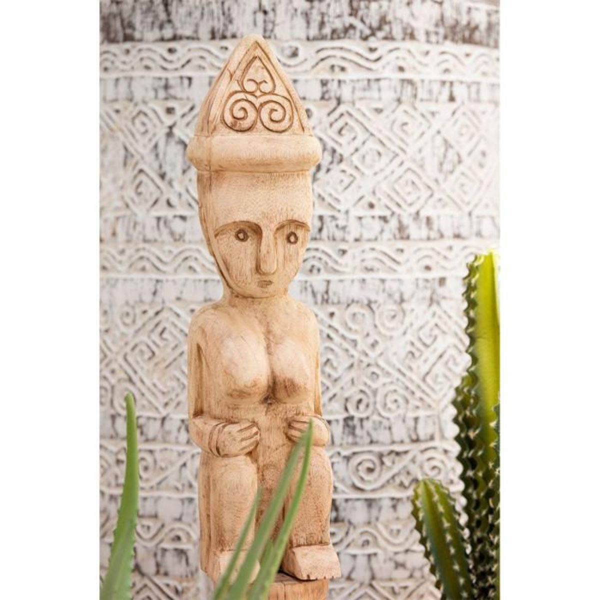 Paris Prix Statuette Déco  Personnage Africain Debout  88cm Naturel