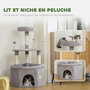 Voir la diapositive 5 : PAWHUT Arbre à chat d'angle H.114cm griffoirs grattoir grande niche plateformes gris