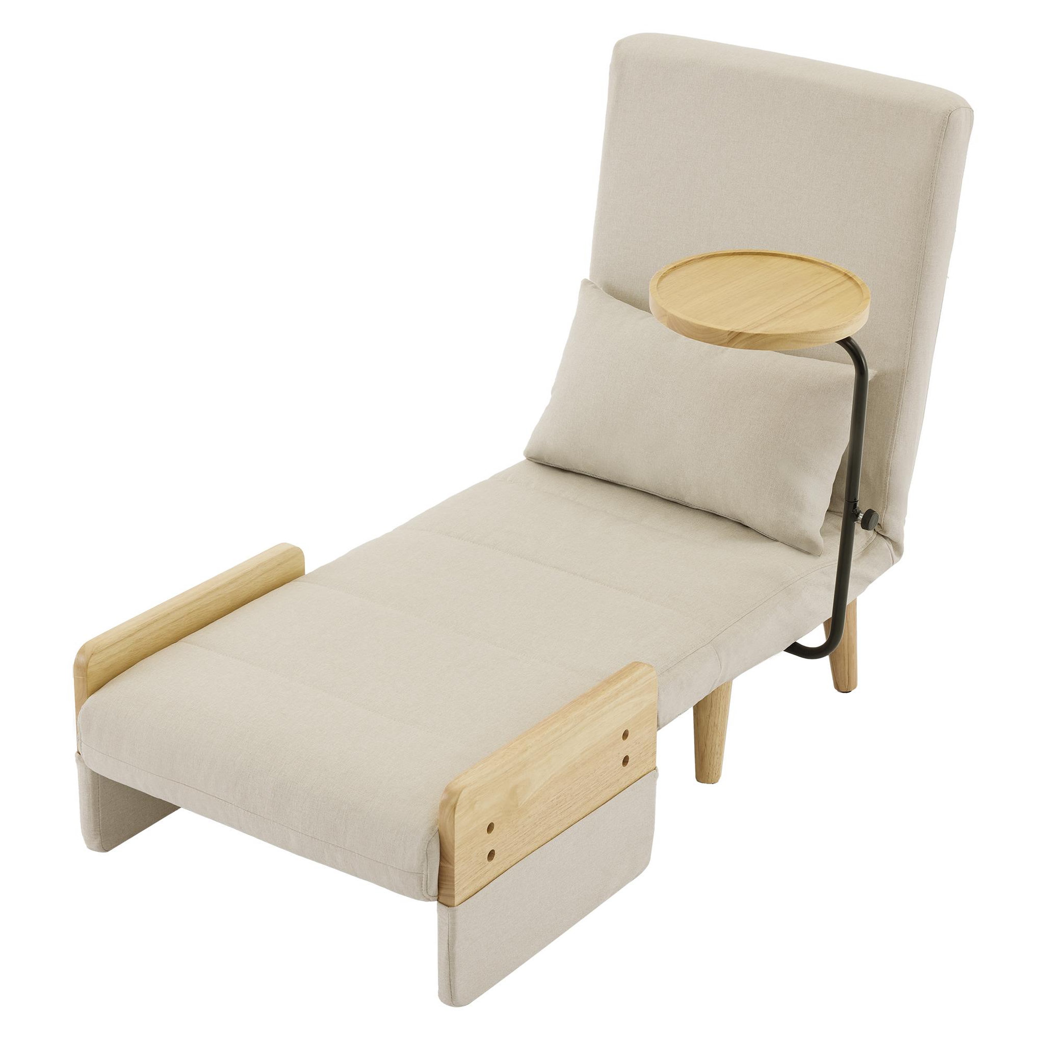 Voir la diapositive 5 : MERAX Fauteuil Convertible 3 En 1 Avec Plateau Beige Lin