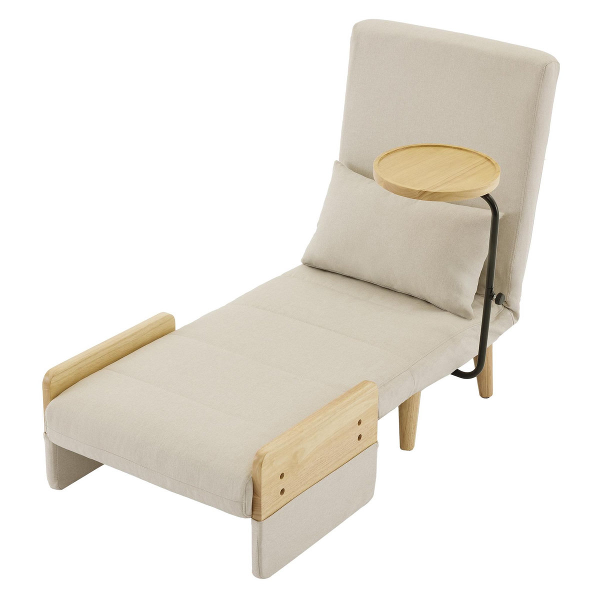 MERAX Fauteuil Convertible 3 En 1 Avec Plateau Beige Lin