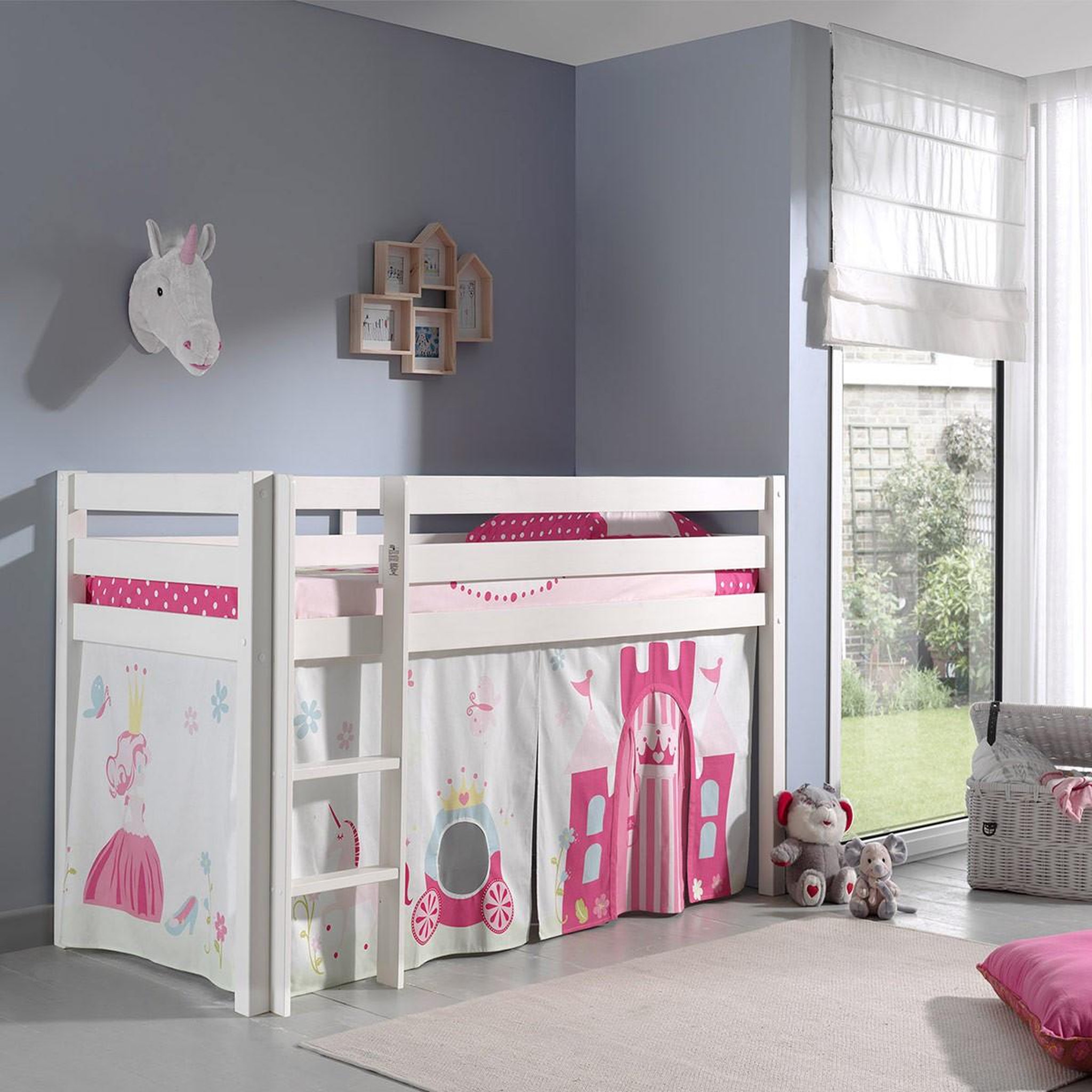 Voir la diapositive 2 : Paris Prix Lit enfant  pino princesse  90x200cm blanc