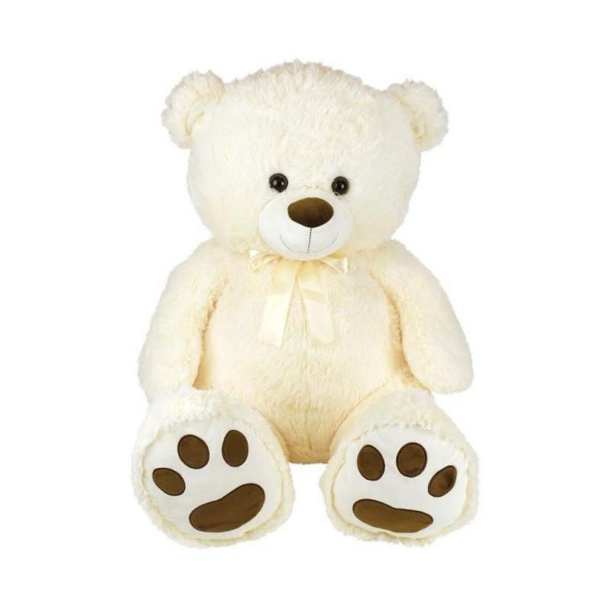 JEMINI Ours Creme en Peluche avec Noeud +/- 100 cm - PLANET PLUCH - Grand ours creme de 1 metre, irrésistiblement doux.