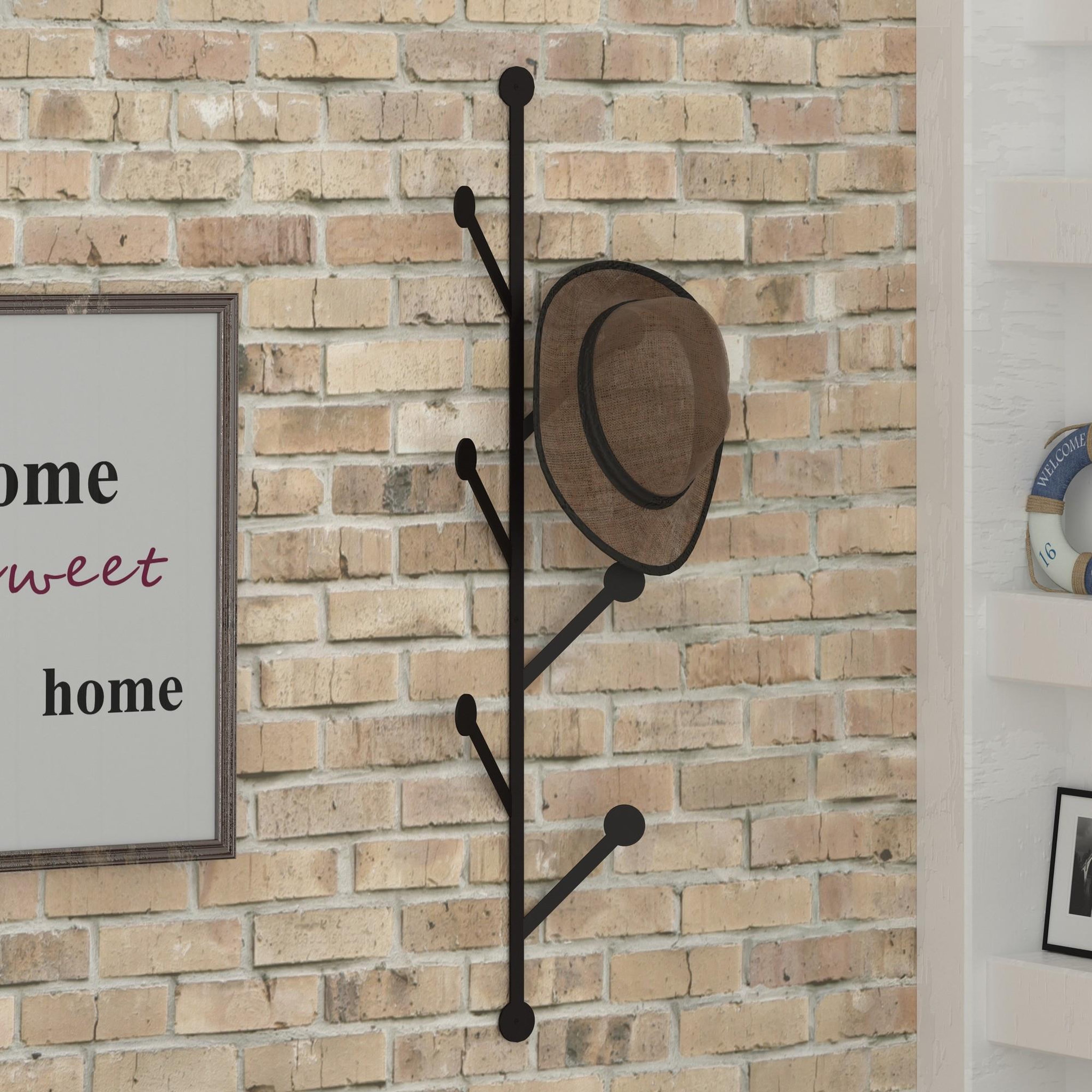 Voir la diapositive 2 : Habitat et Jardin Porte manteau mural en métal  ponpon  - 22 x 5 x 94 cm - noir