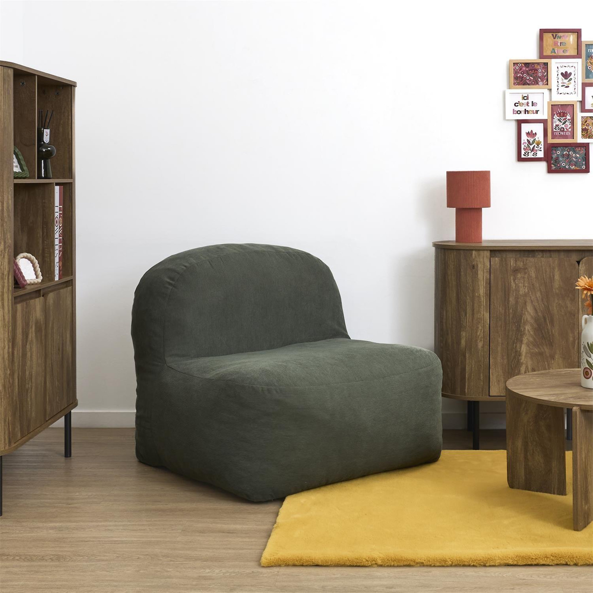 Voir la diapositive 2 : The Home Deco Factory Fauteuil compressé en velours côtelé sans montage denver