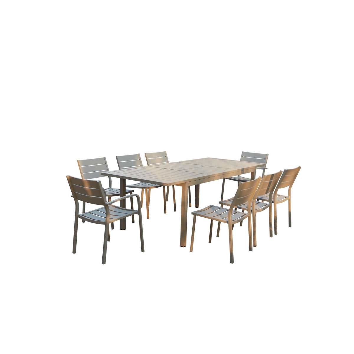 CONCEPT USINE Table de jardin extensible 6 chaises et 2 fauteuils en alu MEZZANE