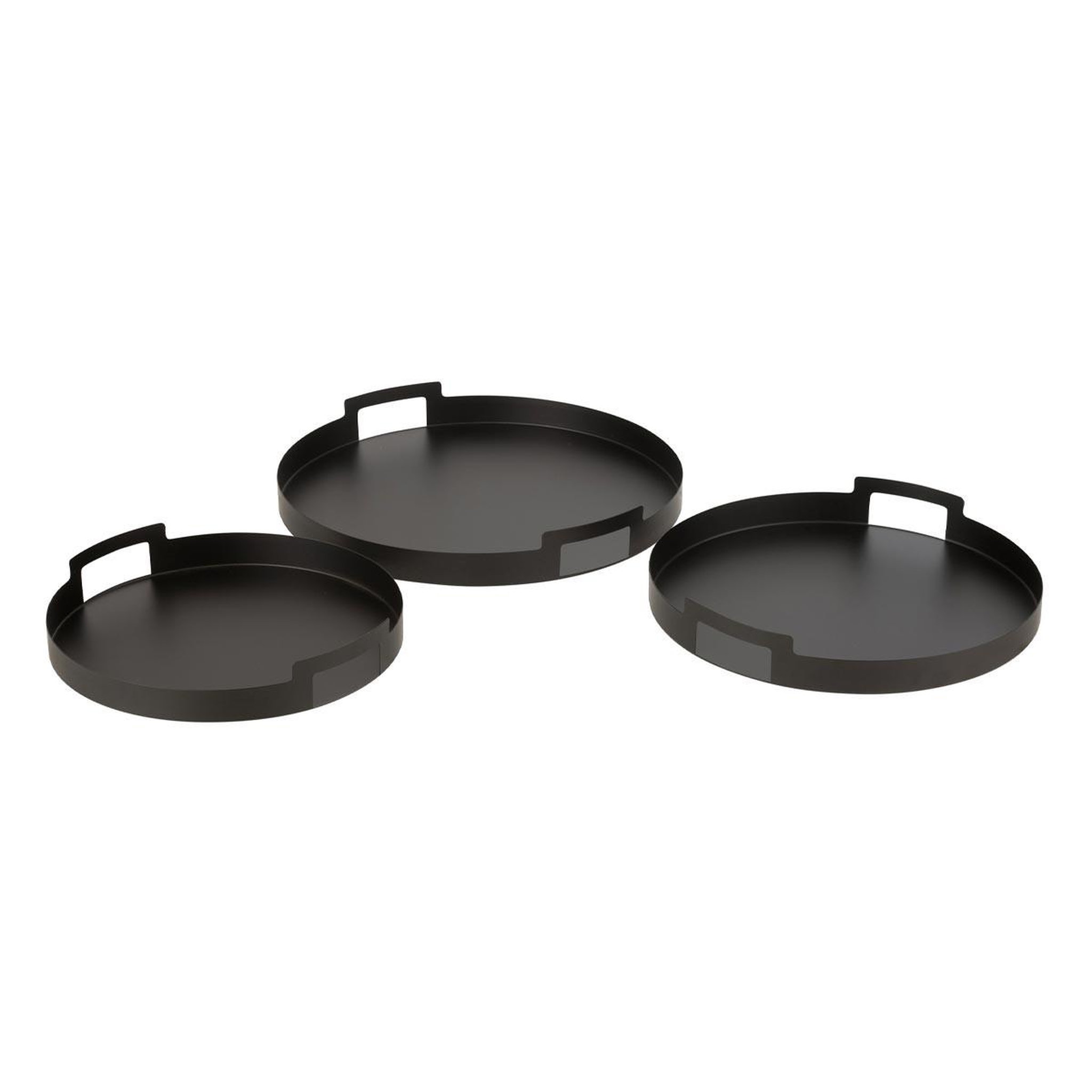 J-LINE Lot de 3 plateaux en métal  mathew  45cm noir