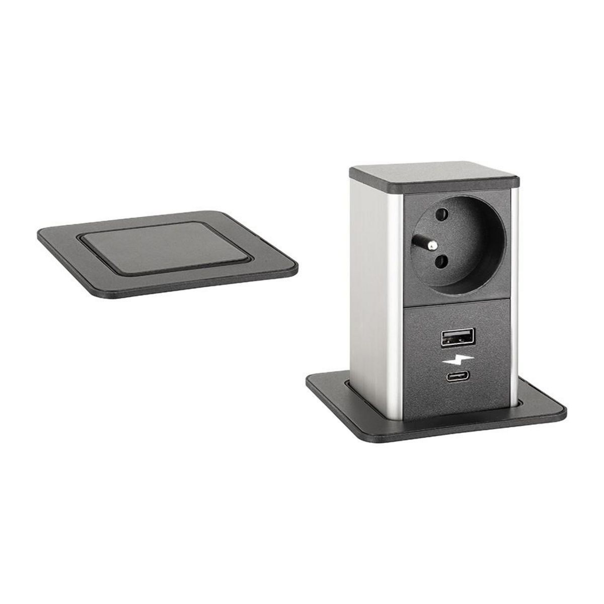 CENTRALE BRICO Prise StrongPower PowerUp, 1x230V, USB A/C rechargeable, noir, Fr