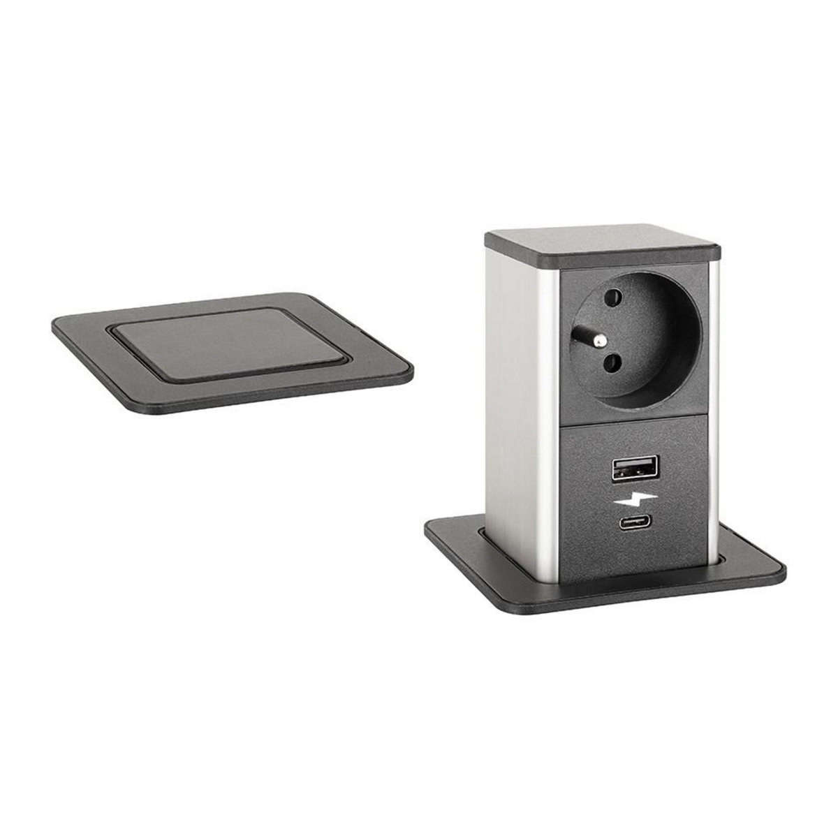 CENTRALE BRICO Prise StrongPower PowerUp, 1x230V, USB A/C rechargeable, noir, Fr
