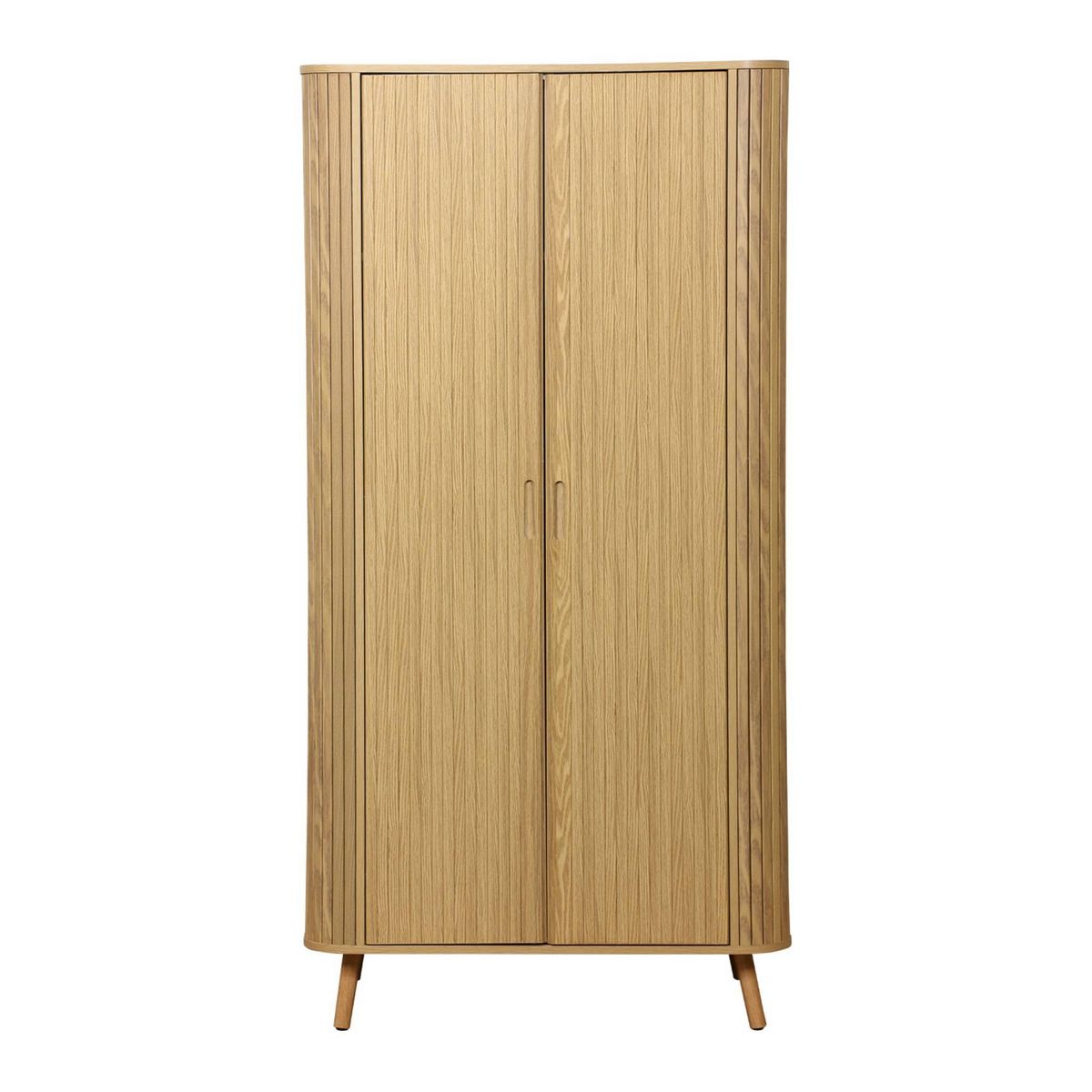 SWEEEK Armoire 2 portes effet bois rainuré avec étagère et penderie. L 90 x P 60 x H 180cm